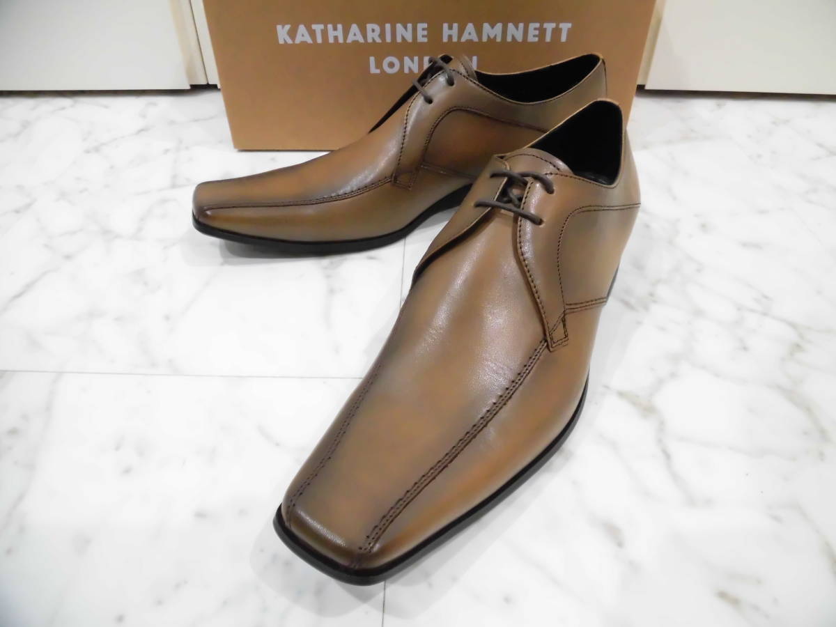 【新品未使用箱付】KATHARINE HAMNETT LONDON キャサリン ハムネット ロンドン ビジネスシューズ 25.5㎝ レザー 革靴 3974 BRN ブラウン