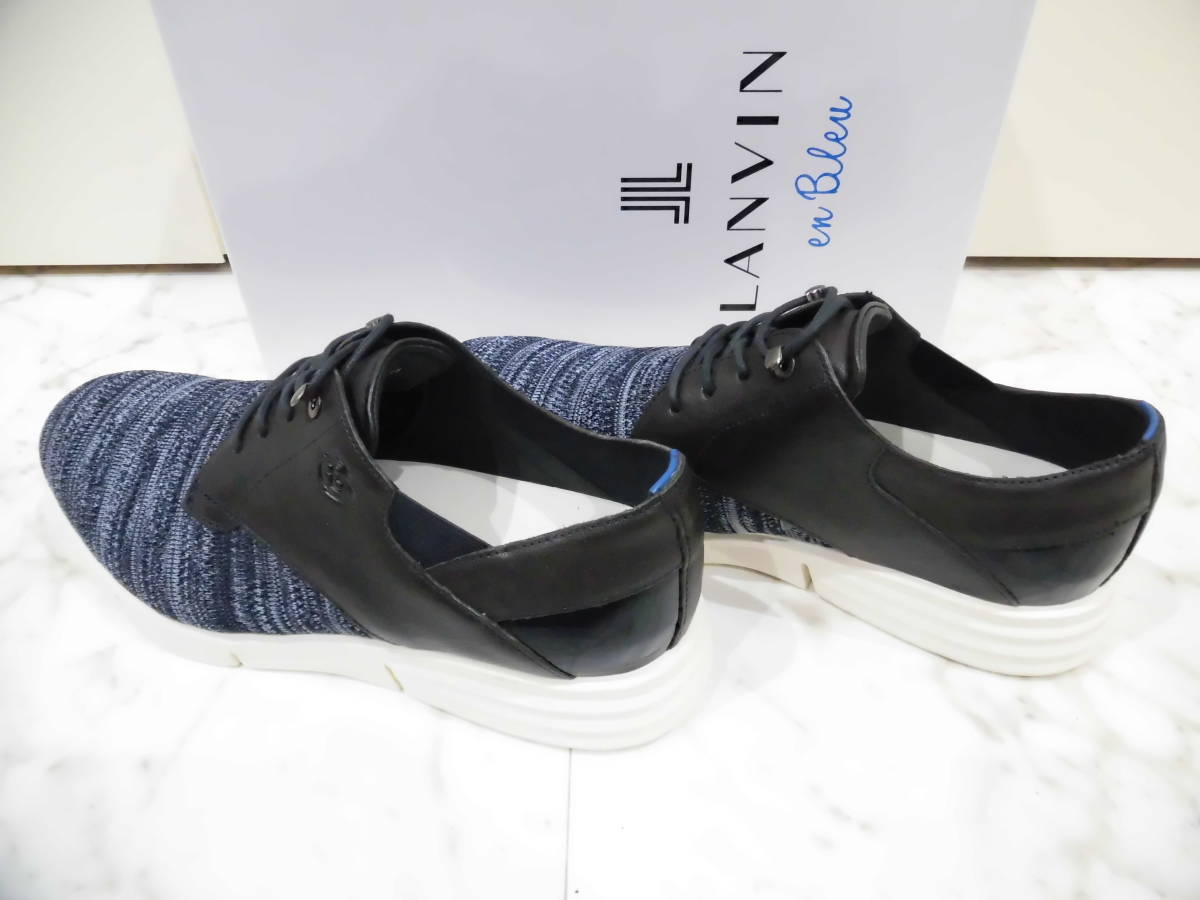 【新品未使用箱付】 LANVIN en Bleu ランバン オン ブルー レザーシューズ 25.5㎝ レザースニーカー ビジネス 革靴 86494 ネイビー NAV_画像4