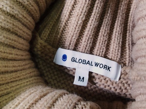 GLOBAL WORK◆リブじゃない♪ウール混オフタートルネックニットオーバーサイズ◆ガーター編み.グレージュ.ベージュ.グローバルワーク_画像4