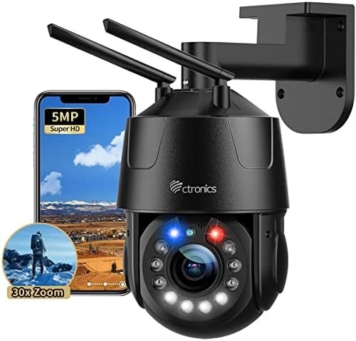 # free shipping #[30 times optics zoom * made of metal ]Ctronics security camera outdoors 5GWi-Fi 5MP AI detection automatic . tail Patrol function 