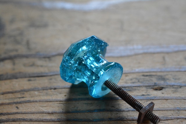NO.4256 old glass. .. blue 21.5mm for searching language -A50g antique Vintage old tool handle handle . hand discount hand switch .. Taisho romance drawer 