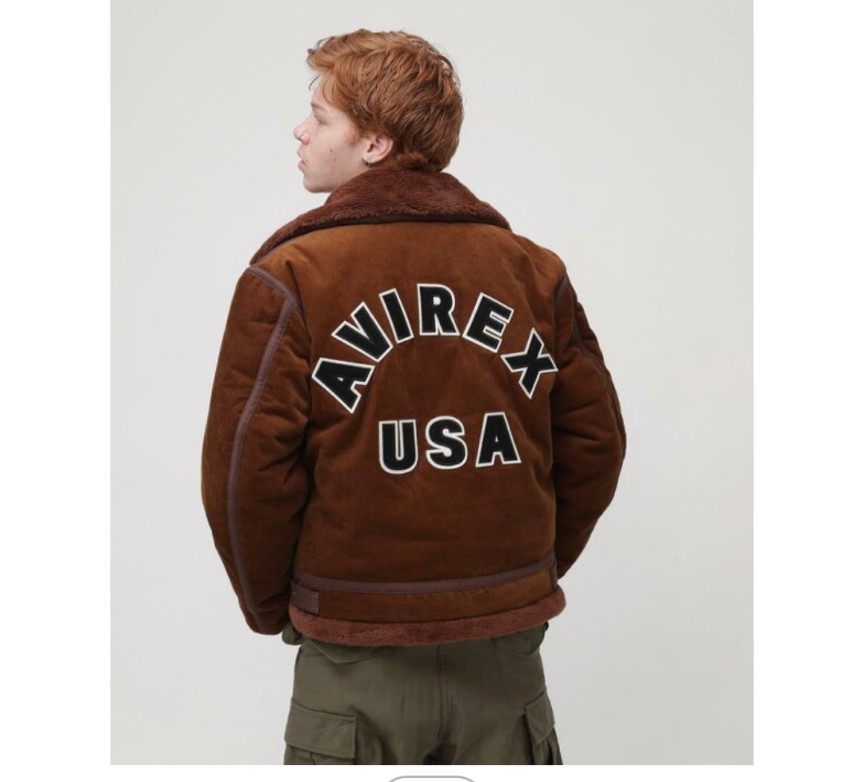 AVIREX USA/限定品メンズ2XL.XXL.3L/CORDUROY B-3 JACKET /コーデュロイ/783-3252074/ブラウン茶色/ロゴ、ボア/フライトジャケット_画像1