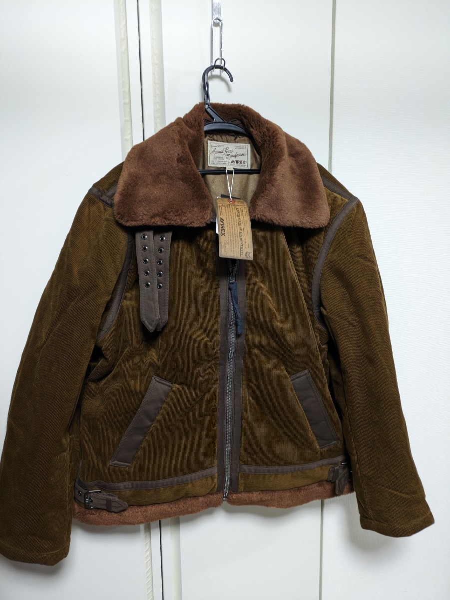 AVIREX USA/限定品メンズ2XL.XXL.3L/CORDUROY B-3 JACKET /コーデュロイ/783-3252074/ブラウン茶色/ロゴ、ボア/フライトジャケット_画像3