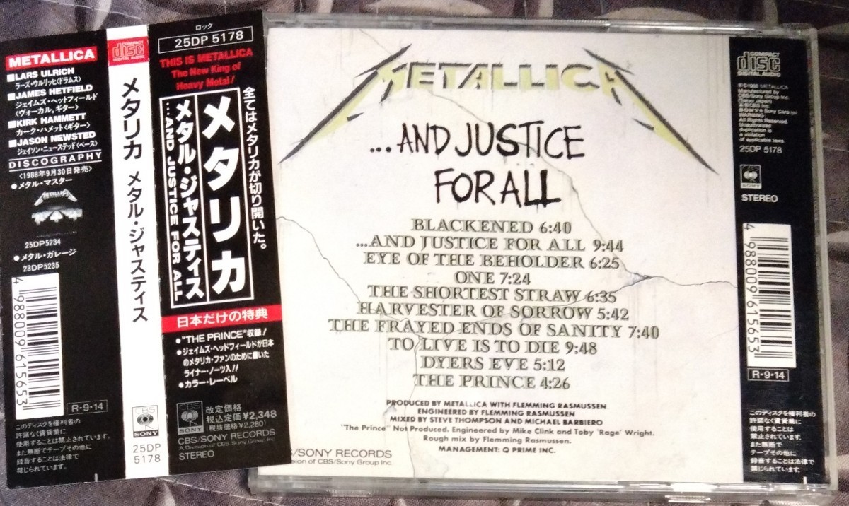  доставка бесплатно ！ подержанный товар CD... есть  METALLICA / …AND JUSTICE FOR ALL ...: James Hetfield / Lars Ulrich / Kirk Hammett / Jason Newsted