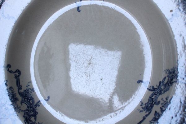 ベルギー アンティーク B.F.K.BOCH DAUPHIN 古い陶器のスープ皿 2枚セット 美品_画像6