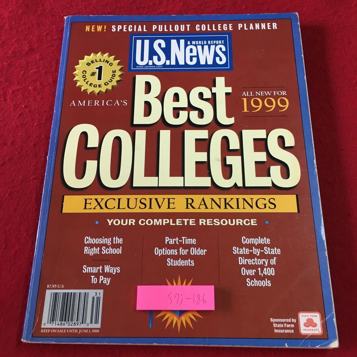 S7j-186 Best COLLEGES #1 1999 発行日不明 未翻訳 英語 雑誌 洋書 学校 情報 受験 ランキング 資料 案内 学習 写真 生活 アメリカ_表紙に折りあり