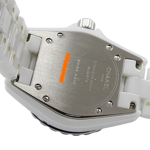 シャネル CHANEL 時計 レディース ブランド J12 デイト クオーツ QZ セラミック ステンレス SS H0968 ホワイト 磨き済み_画像9