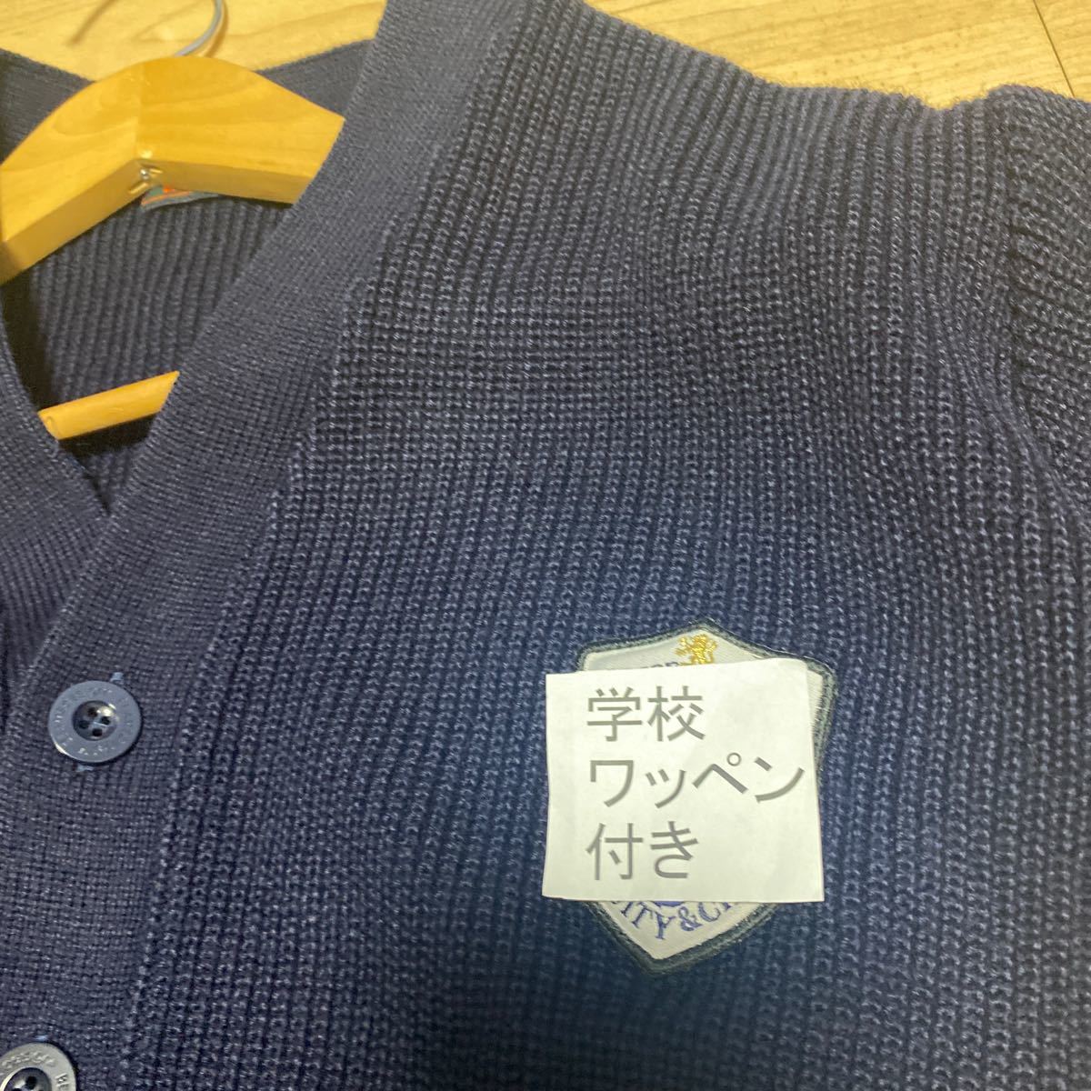 【お互い評価ナシ 未着用展示見本】コスプレ女子高校生制服 カーディガン M 左胸学校ワッペン付き_画像2