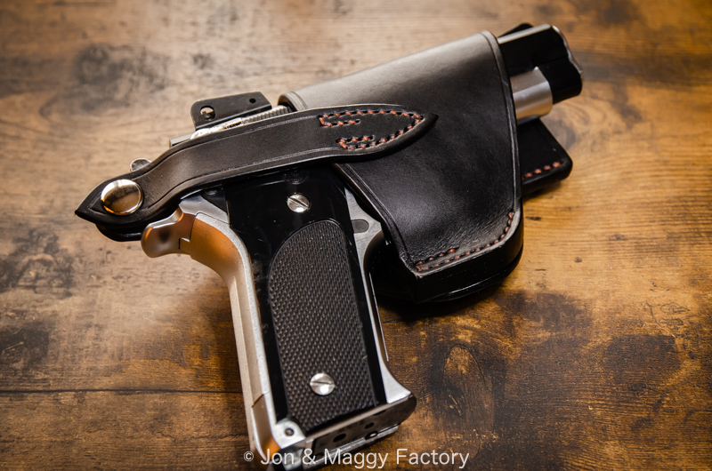 （黒）S&W M59用 バックサイドホルスター ドックホルスター 初期タイプ 【Jon & Maggy Factory】プロップ レプリカ ホルスター_画像の銃は付属しません。