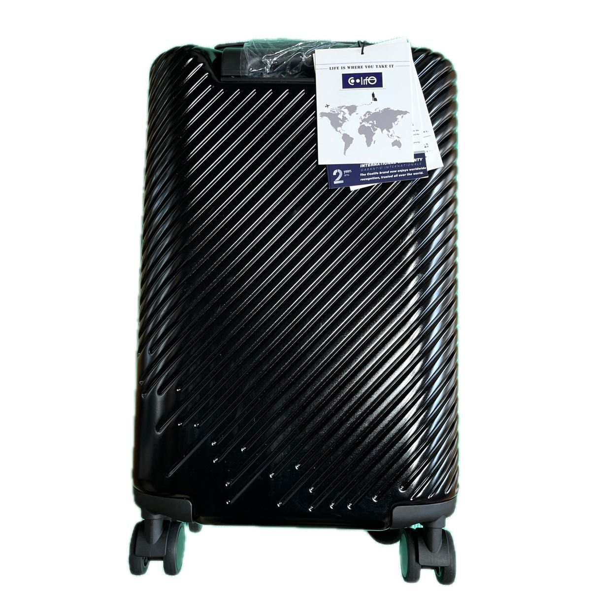 【クールライフ】スーツケース キャリーバッグダブルキャスター機内持込 ファスナー式 超軽量 TSAロック(黒､Sサイズ）