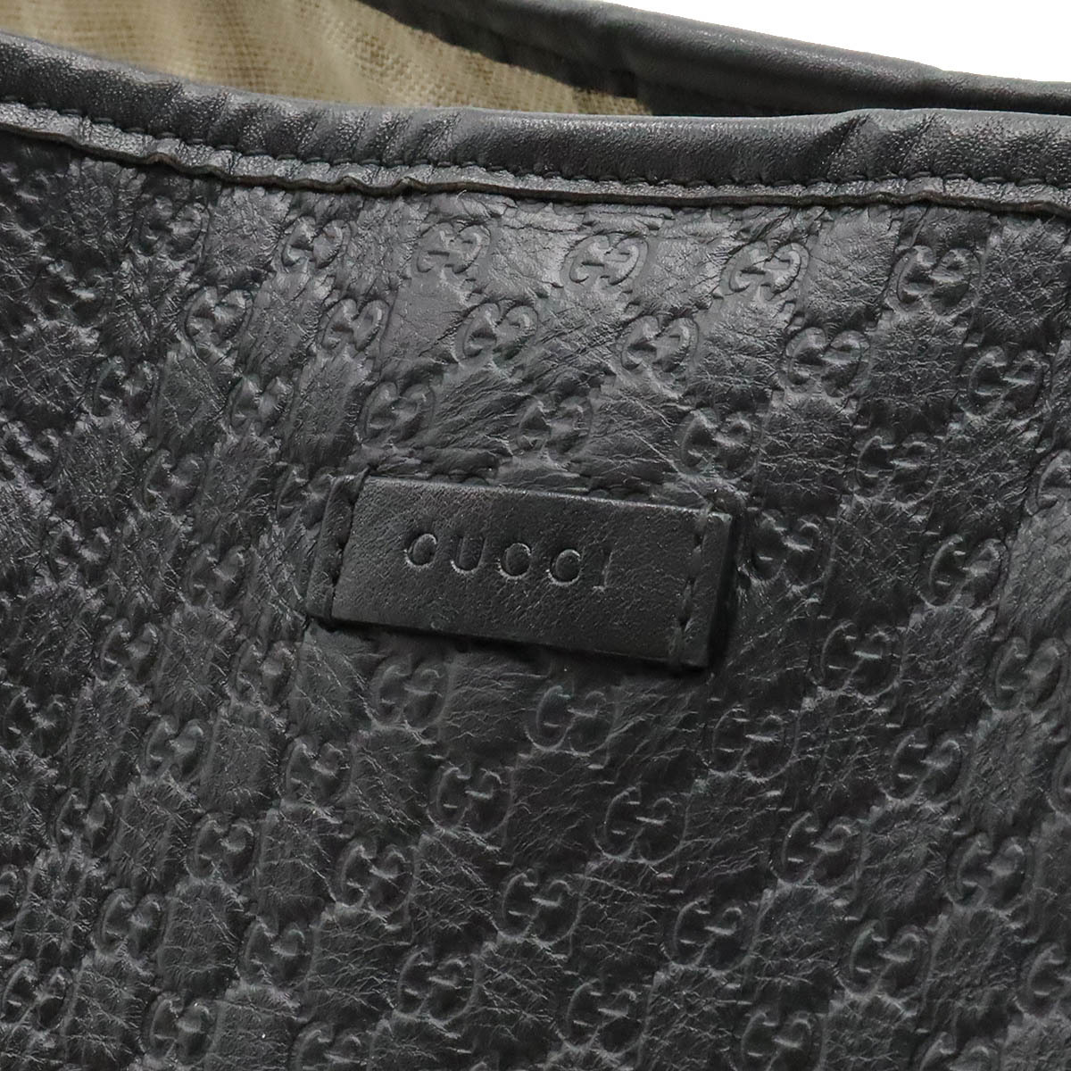 GUCCI グッチ マイクログッチシマ トートバッグ ショルダーバッグ セミショルダー 肩掛け レザー ブラック 黒_画像9