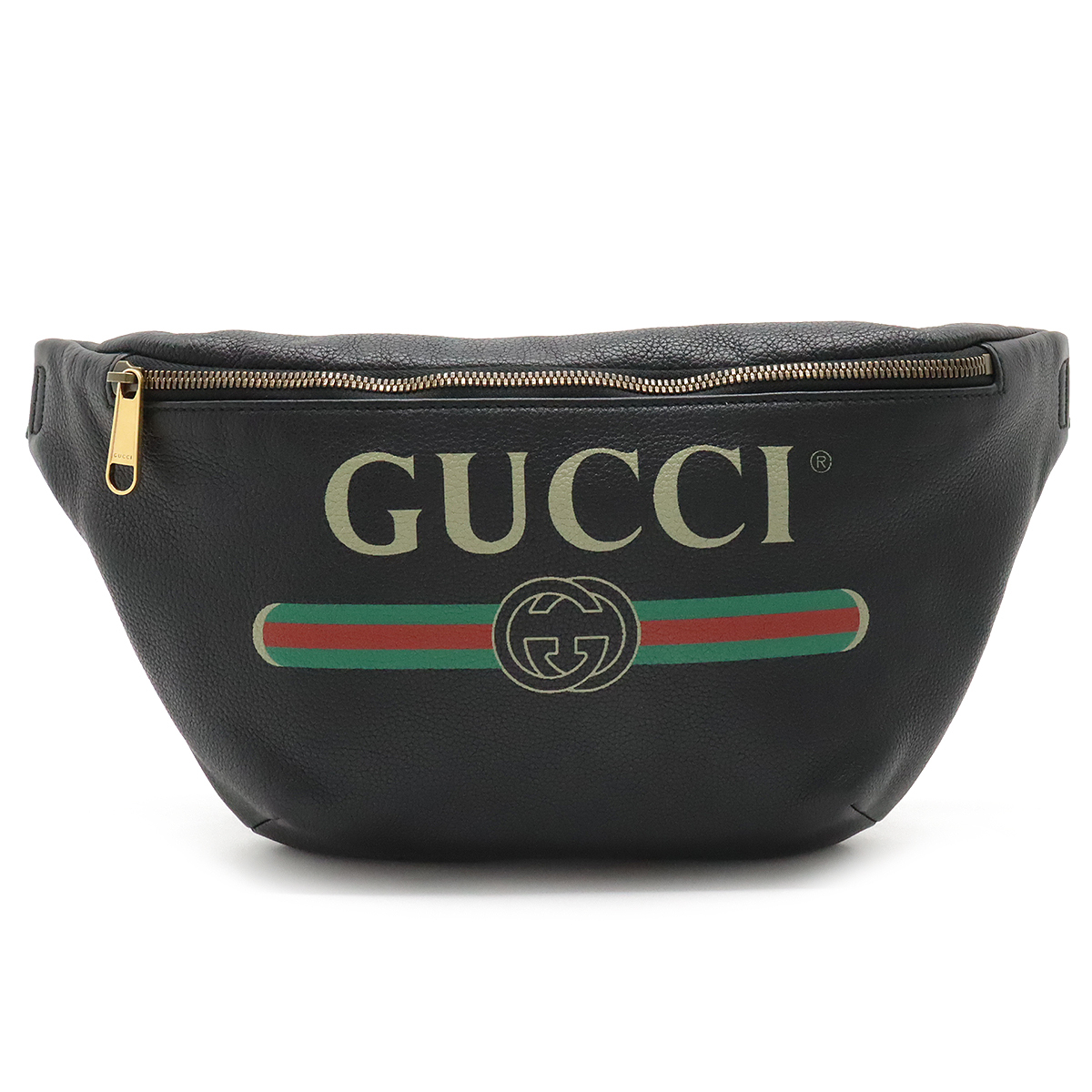 GUCCI グッチ グッチプリント シェリーライン ベルトバッグ ウエストバッグ ウエストポーチ ボディバッグ レザー ブラックの画像1