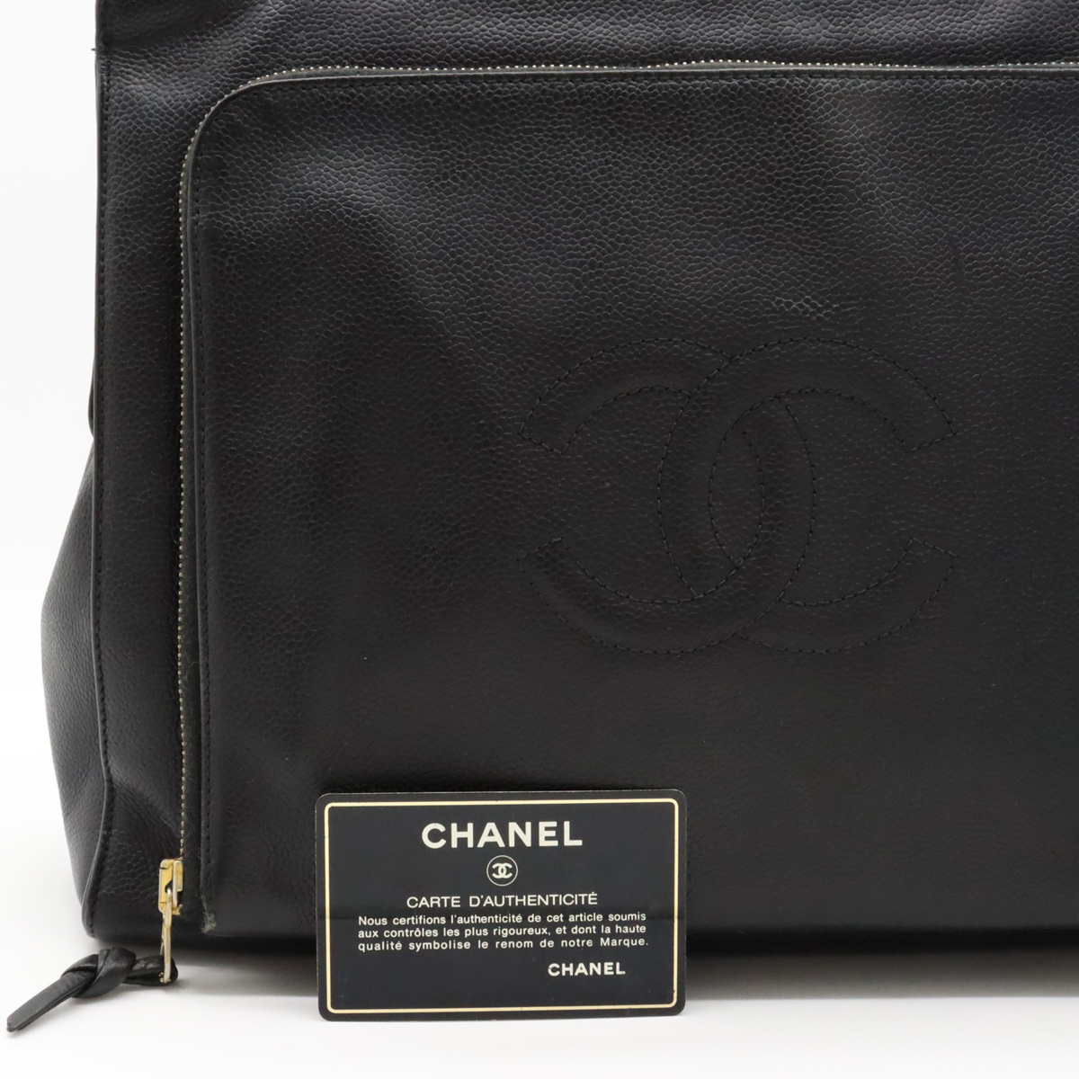 CHANEL シャネル ココマーク トートバッグ ショルダーバッグ セミショルダー 肩掛け キャビアスキン レザー ブラック 黒_画像9