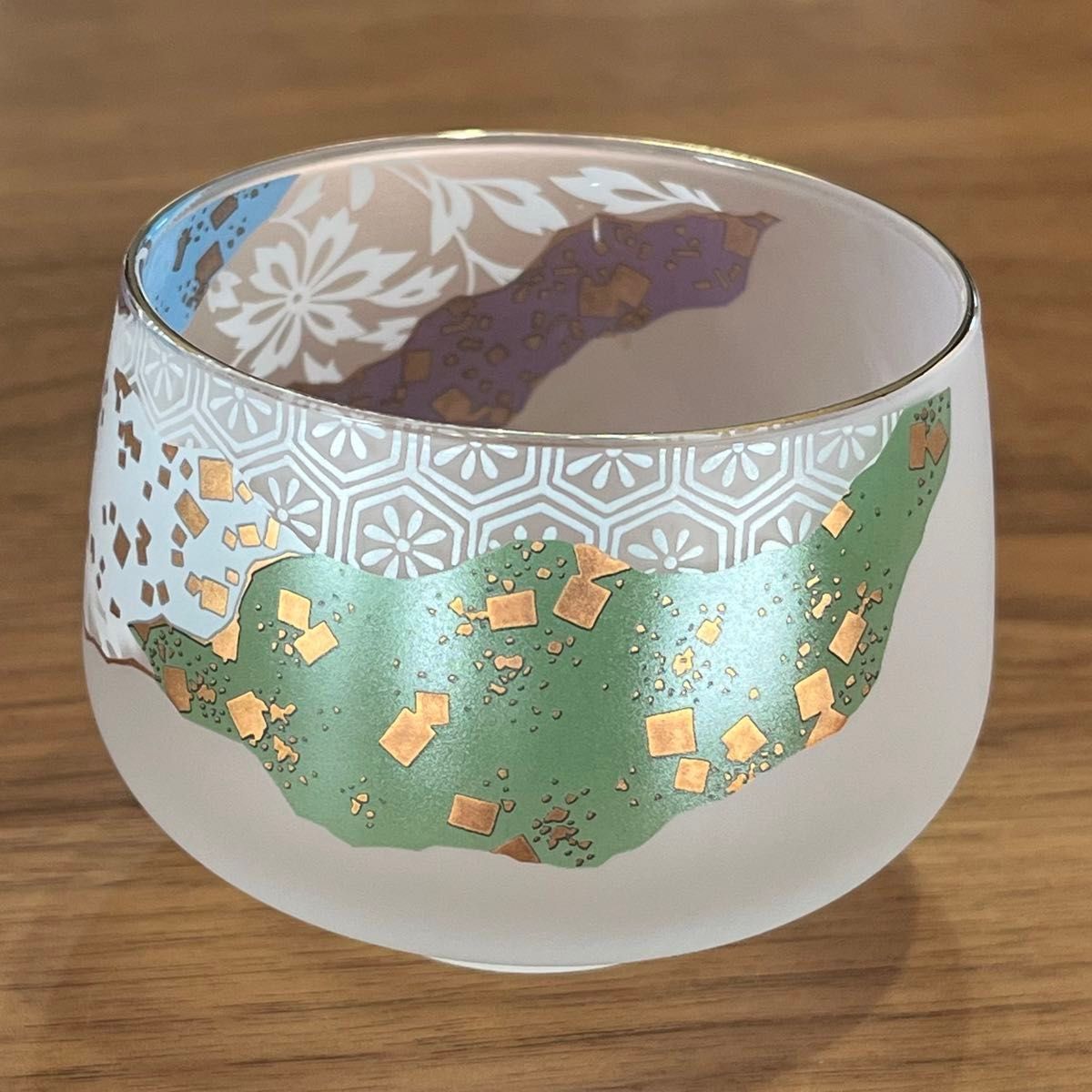 陶彩 茶托付冷茶揃 ちぎり絵 ５客セット