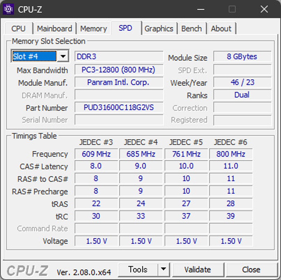 【8GB 2枚組】CFD Panram DDR3 SDRAM デスクトップ用メモリ 16GB【W3U1600PS-8G】_画像8