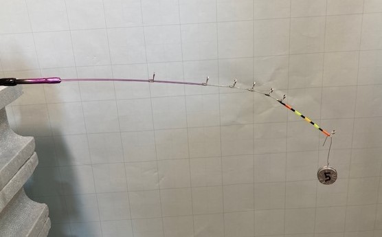 カーボンワカサギ竿 １本　ヘラトップ　色はメタルピンク＋シルバー　全長328ｍｍ　軸径φ５リール用　ワカサギ穂先　送料無料_ウェイト5ｇ