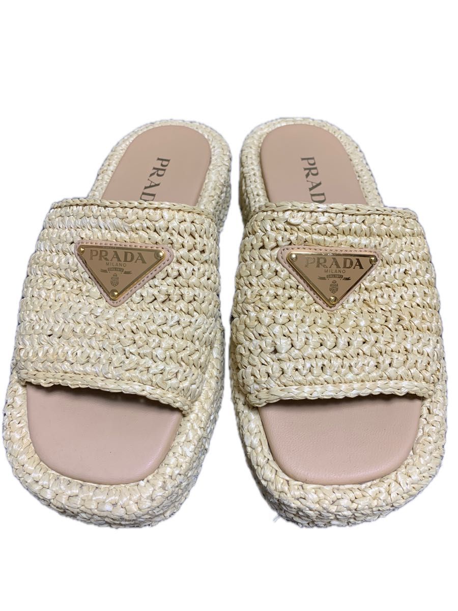 【25SS☆】PRADA プラダ フラットサンダル クロシェ 入手困難♪ PRADA クロシェ フラットフォーム スライドサンダル|Yahoo