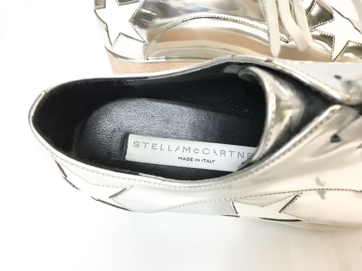 (D) STELLA McCARTNEY ステラマッカートニー ELYSE エリス スター プラットフォーム シューズ 35.5 シルバー_画像9