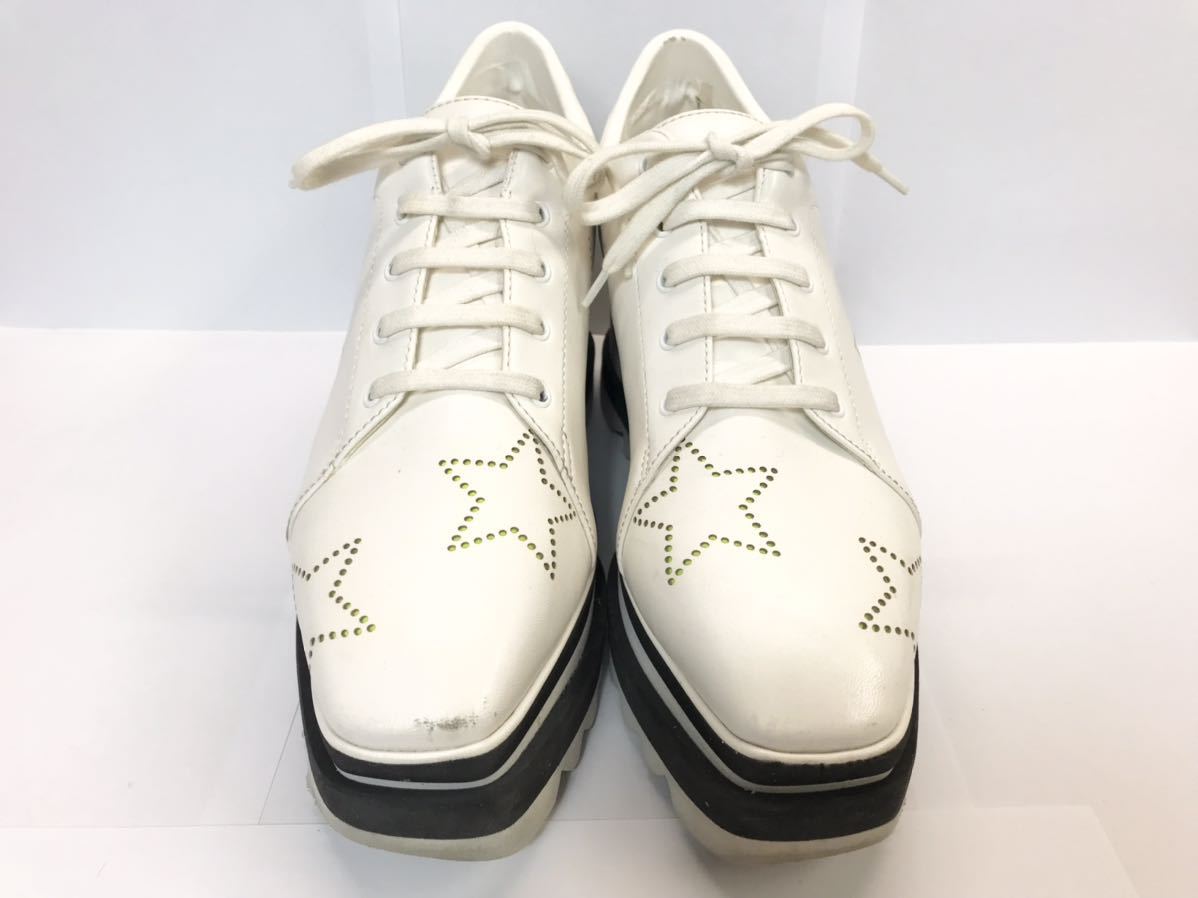 (D) STELLA McCARTNEY ステラマッカートニー ELYSE エリス スター プラットフォーム シューズ 39 ホワイト_画像2