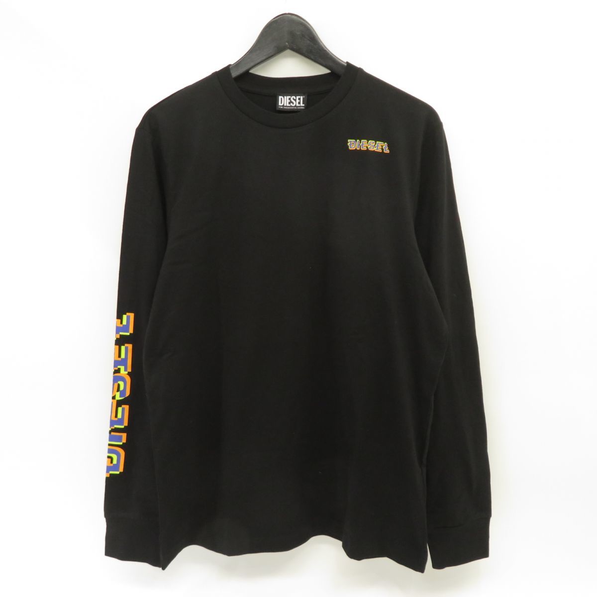 130 DIESEL ディーゼル T-JUST-LS-E7 T-SHIRT ロングスリーブ Tシャツ 長袖 A06775 Sサイズ/ブラック ※中古_画像1