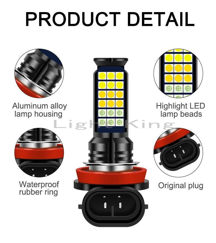 フォグランプ LED 3色切替 ホワイト&ゴールデンイエロー&グリーン H8/H11/H16 2灯セット 7600LM ファンレス_画像8