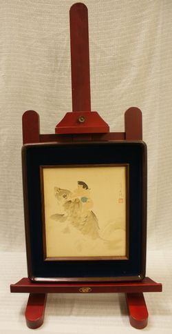 ー品販売 ・作者名：　福岡　青嵐　・画題：「童子と鯉」・技法：色紙絵（直筆）　（A1-HIO-R4-6-20-15.8）