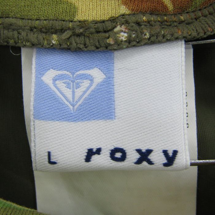 ロキシー 半袖Tシャツ カモフラ柄 ロゴT スポーツウエア レディース Lサイズ オリーブ ROXY_画像3