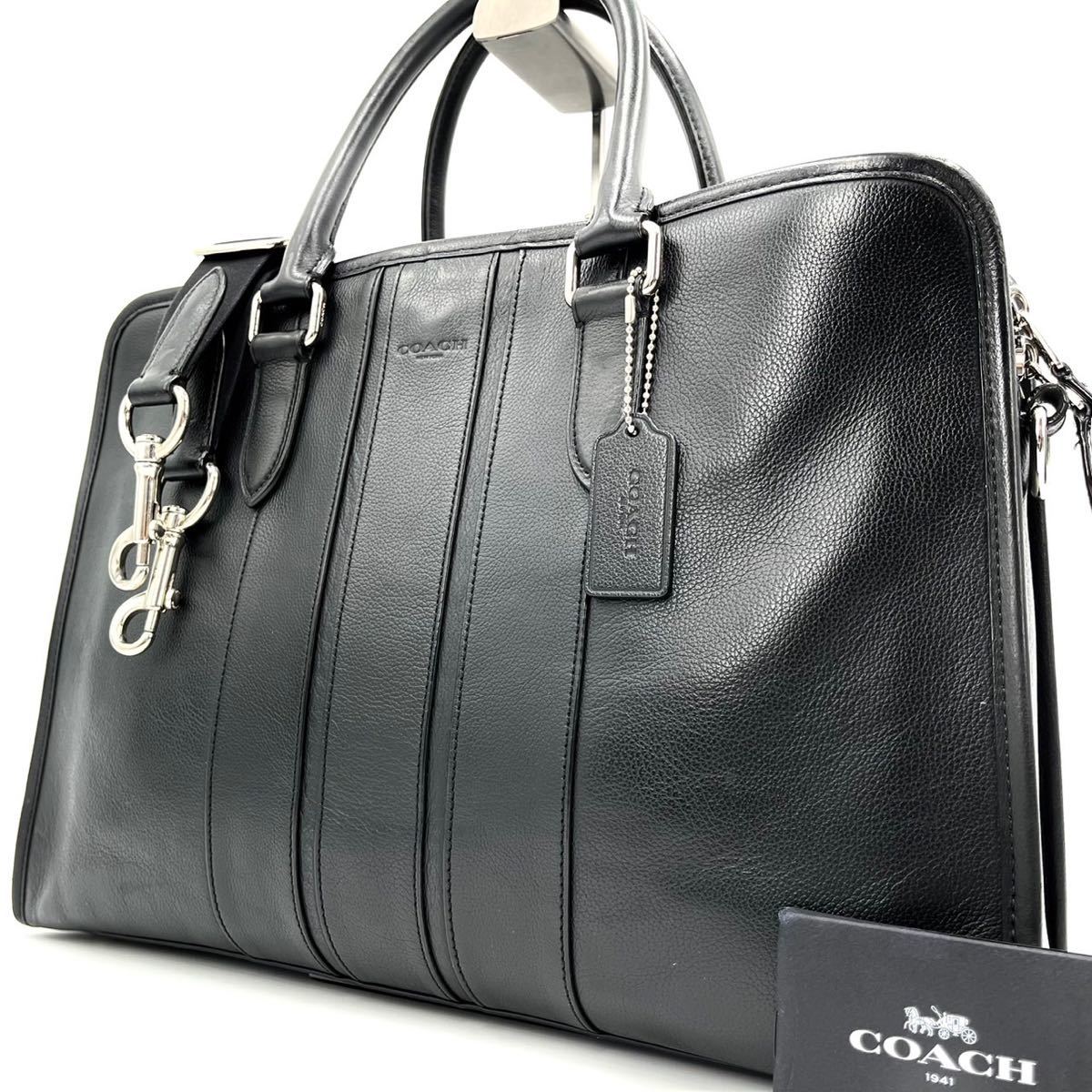 1円《 定価10万円・極美品 》COACH コーチ ボンド ビジネスバッグ 2way ブリーフケース レザー ブラック メンズ ショルダー 自立 A4 PC◎_画像1