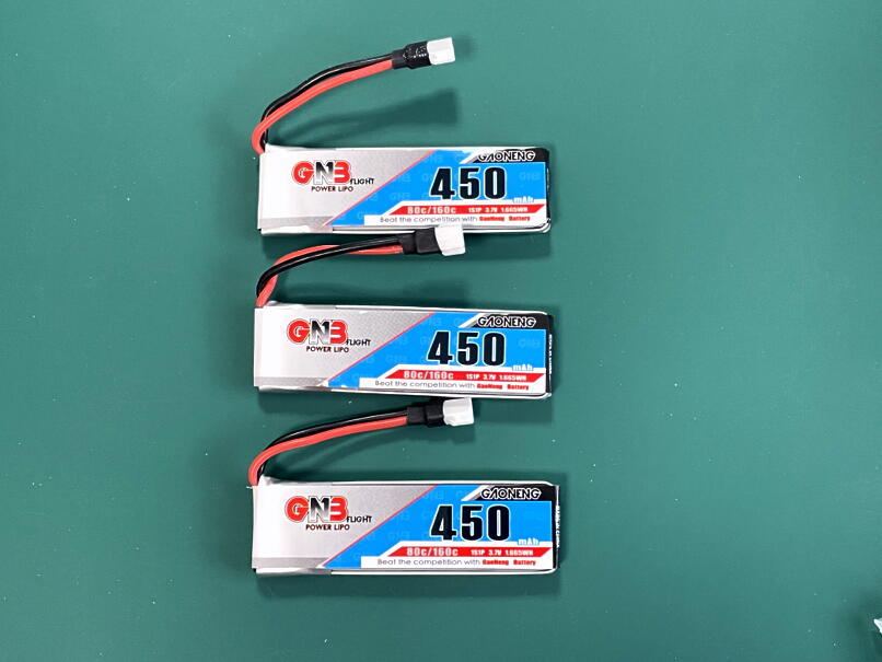 特価3個セット◆GNB(ガオニン）450MAH 1S 3.7V 80-160C （K110用にNeoHeliオリジナル5 cm充電線＆プラグはMolex-51005）_画像1