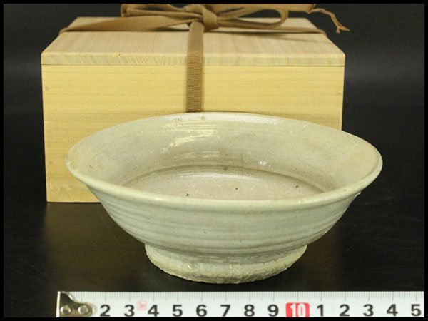 【銀閣】李朝 白磁 碗 φ15.5cm 旧家蔵出(AZ927)