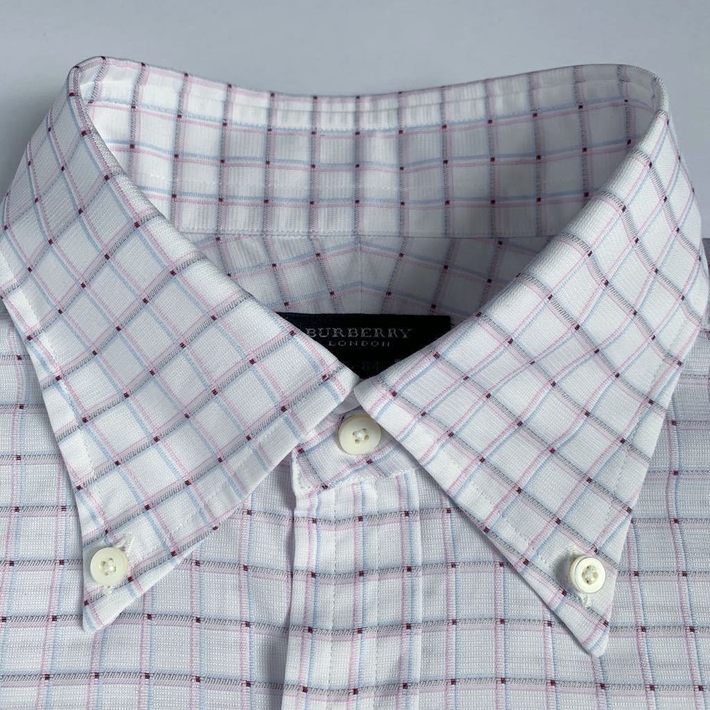[ прекрасный товар ] Burberry London * три . association * мужской рубашка с длинным рукавом * белый * розовый * голубой цвет * размер L-84