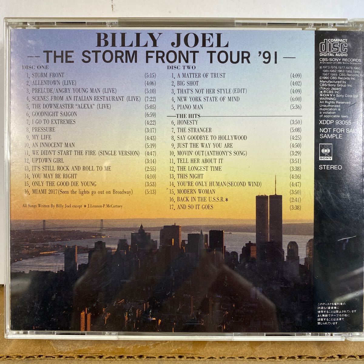 メガレア！日本プロモ・オンリー来日記念2枚組CD 豪華ブックレット付属★BILLY JOEL/ビリー・ジョエル/ストーム・フロント・ツアー'91_画像2