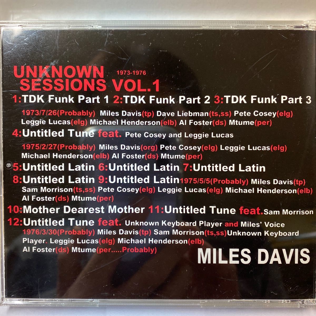 廃盤★MILES DAVIS/マイルス・デイヴィス/UNKNOWN SESSIONS Vol.1 1973-76 美品 KOBオリジナル・プレス廃盤CDの画像2
