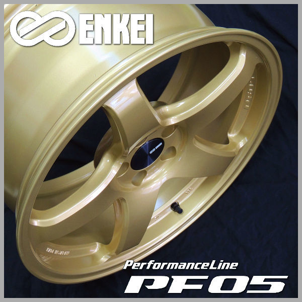 送料無料 レヴォーグ 等に ENKEI エンケイ PF05 ゴールド 7.5J +48 5穴PCD114. 3 225/45R18 安心のピレリ タイヤ ホイール4本セット_画像4
