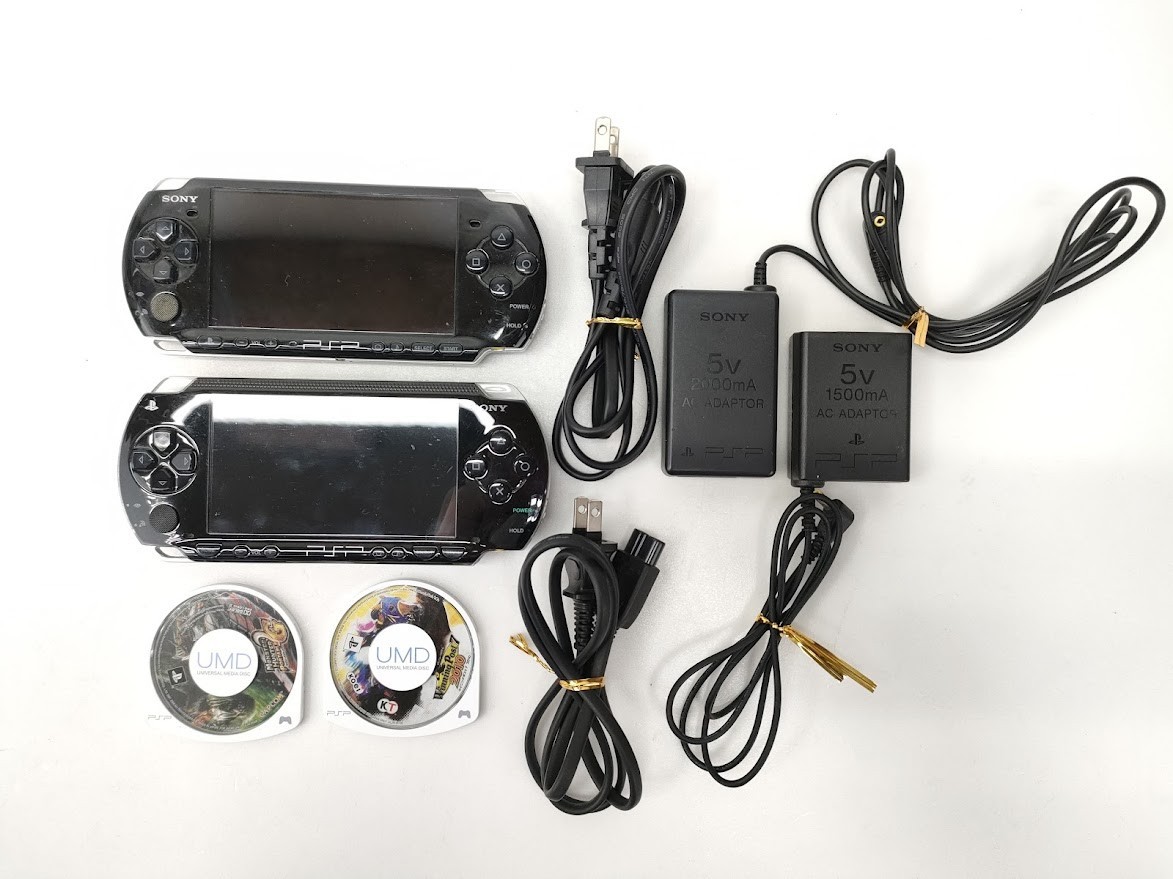 6 ソニー PSP 本体 2台 ソフト 2本 セット 1000 3000 モンハン