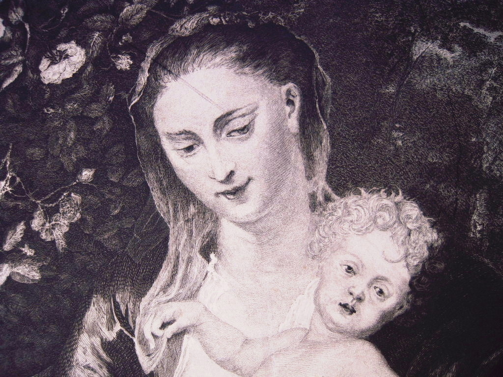 「『ルーベンスのエッチング(Madonna and the Child Jesus)』」永瀬義郎の裏書と押印！【真作】_画像3