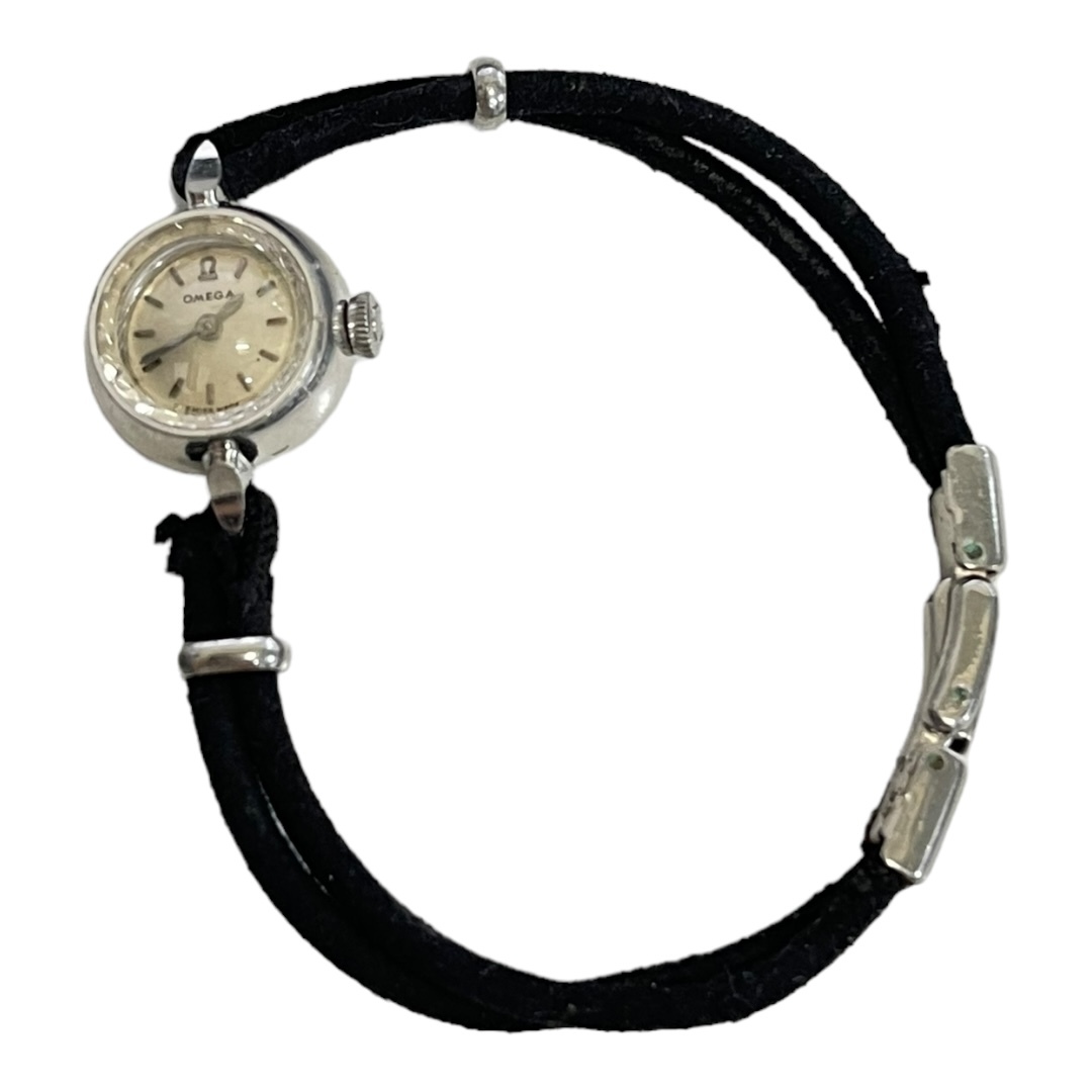 【中古品】OMEGA オメガ カットガラス 手巻き レディース腕時計 ベルト社外品 箱なし 本体のみ L57513RD_画像2