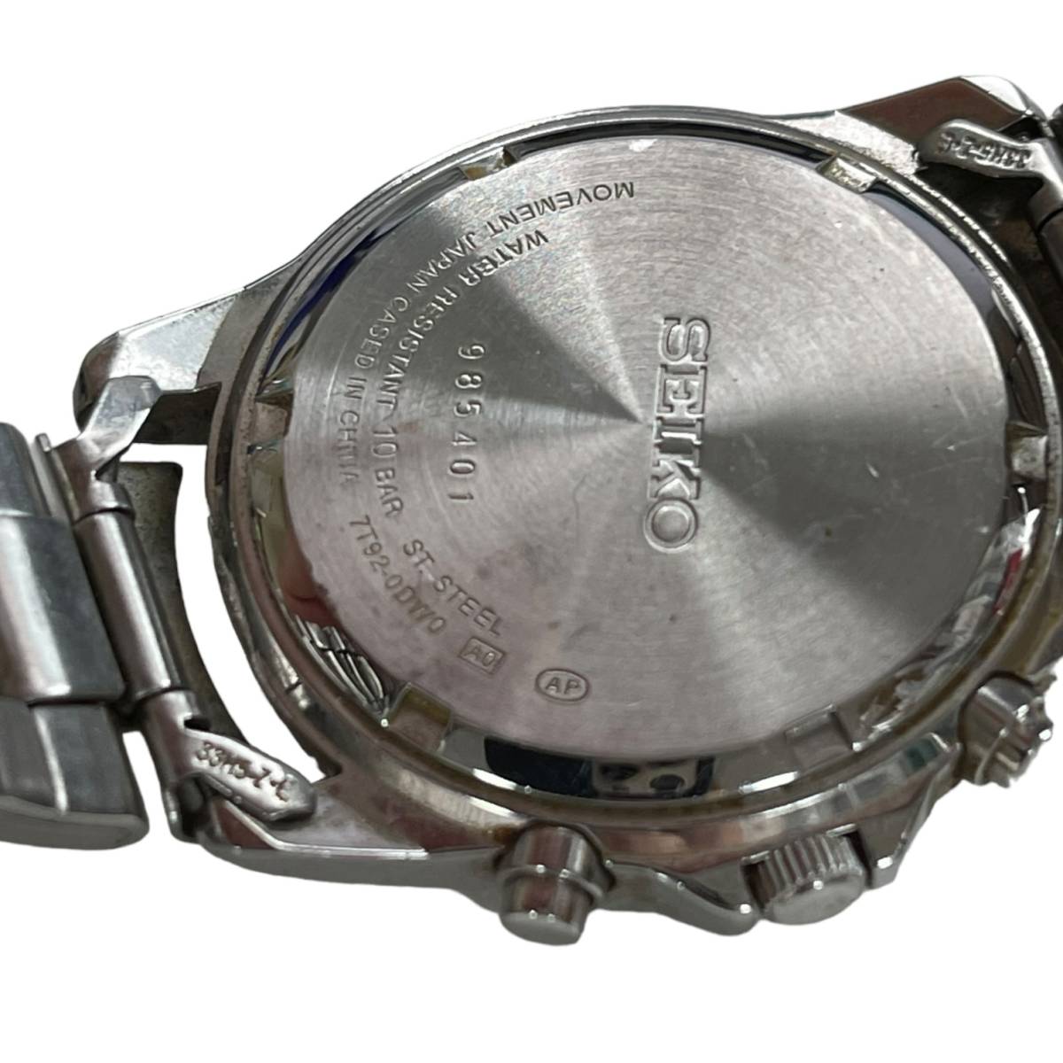 【中古品】SEIKO セイコー 7T92-0DW0 クロノグラフ 文字盤ブラック クオーツ メンズ腕時計 箱無 本体のみ L1-515RD_画像3