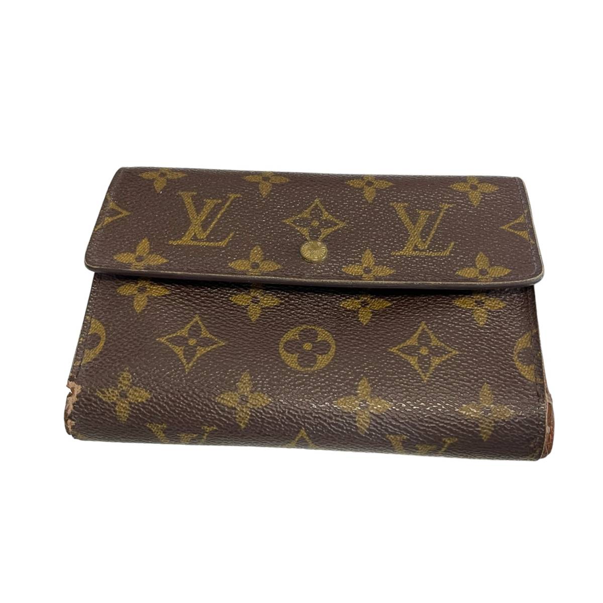 【中古品】LOUIS VUITTON ルイヴィトン M61202 ポルトトレゾール モノグラム 折り財布 レディース財布 箱無し 本体のみ L57553RK_画像1