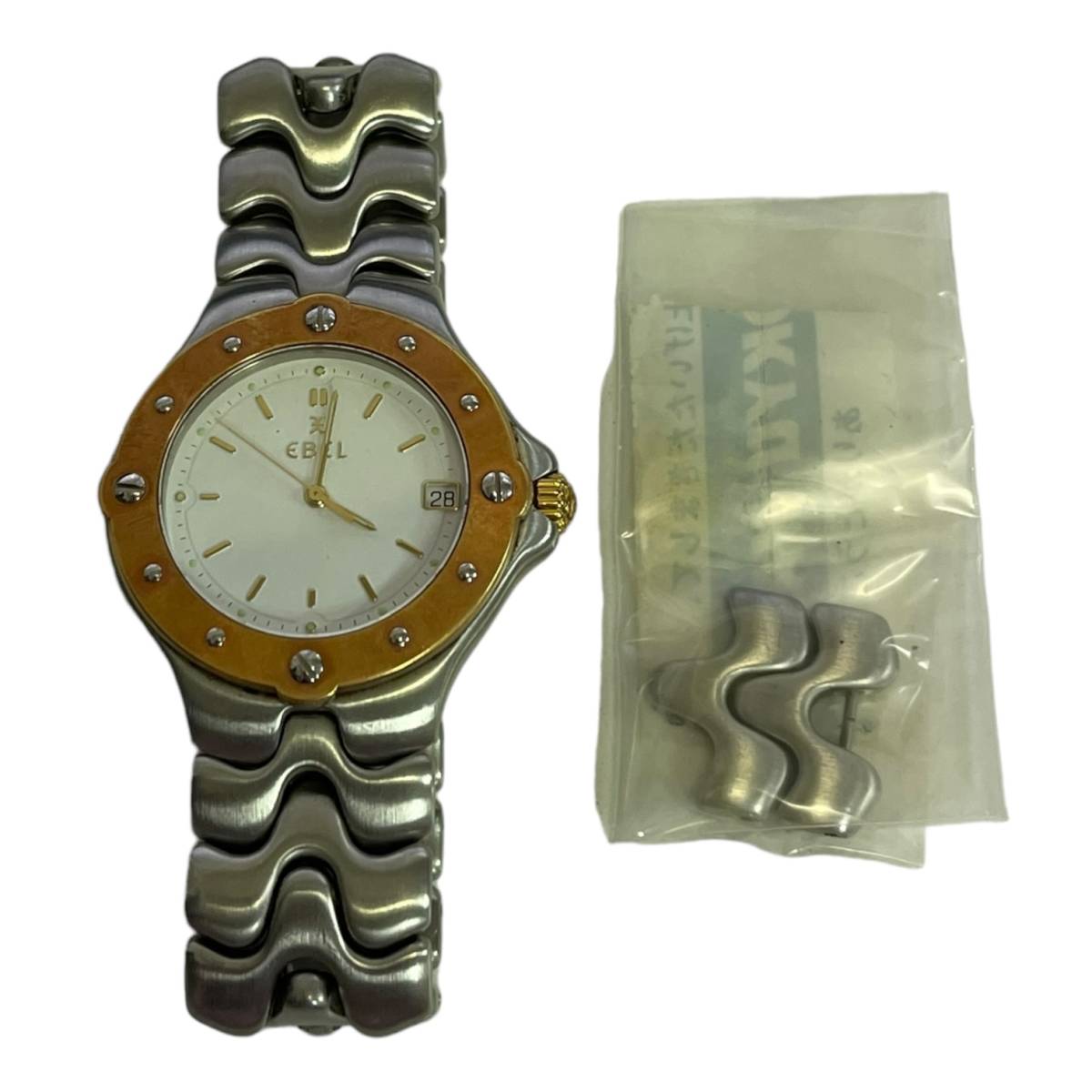 [ secondhand goods ]EBEL Ebel E6187631 face white quarts men's wristwatch Date koma equipped body only hiL2592RO