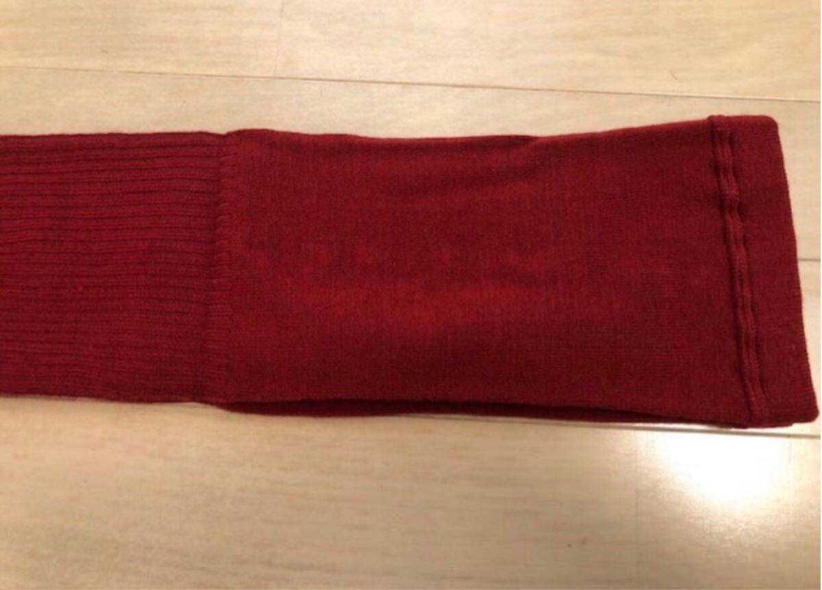 未使用 ・新品 濃い赤 レッド色厚手リブタイツ 透けない暖かい ウール混バルキー靴下 スキープレゼントにも 2800円 ellenylon_画像4