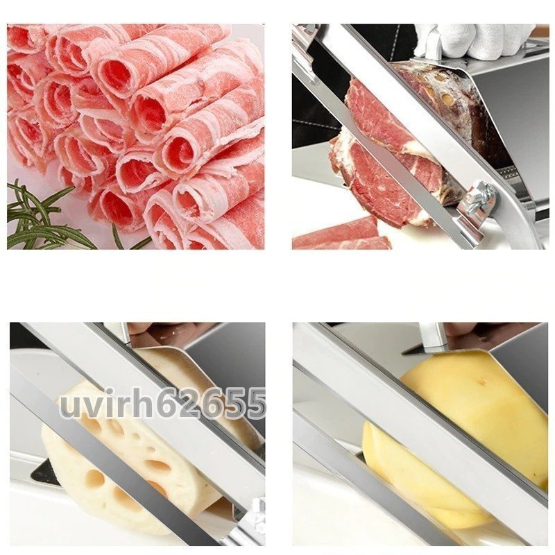 切断機 冷凍牛肉 野菜 家庭用 ミートスライサー 手動スライス カッター ステンレススチール 厚さ調整可能 0.25-25mm_画像3