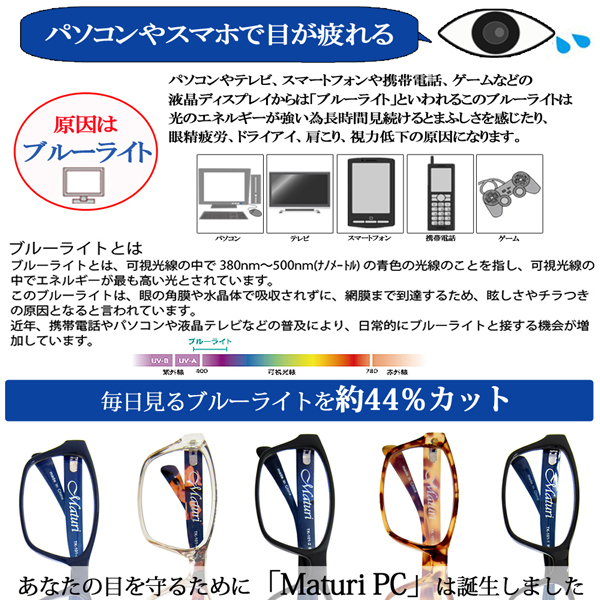 Maturi PC メガネ 伊達 めがね ブルーライト ケース付 TK-101-4_画像2