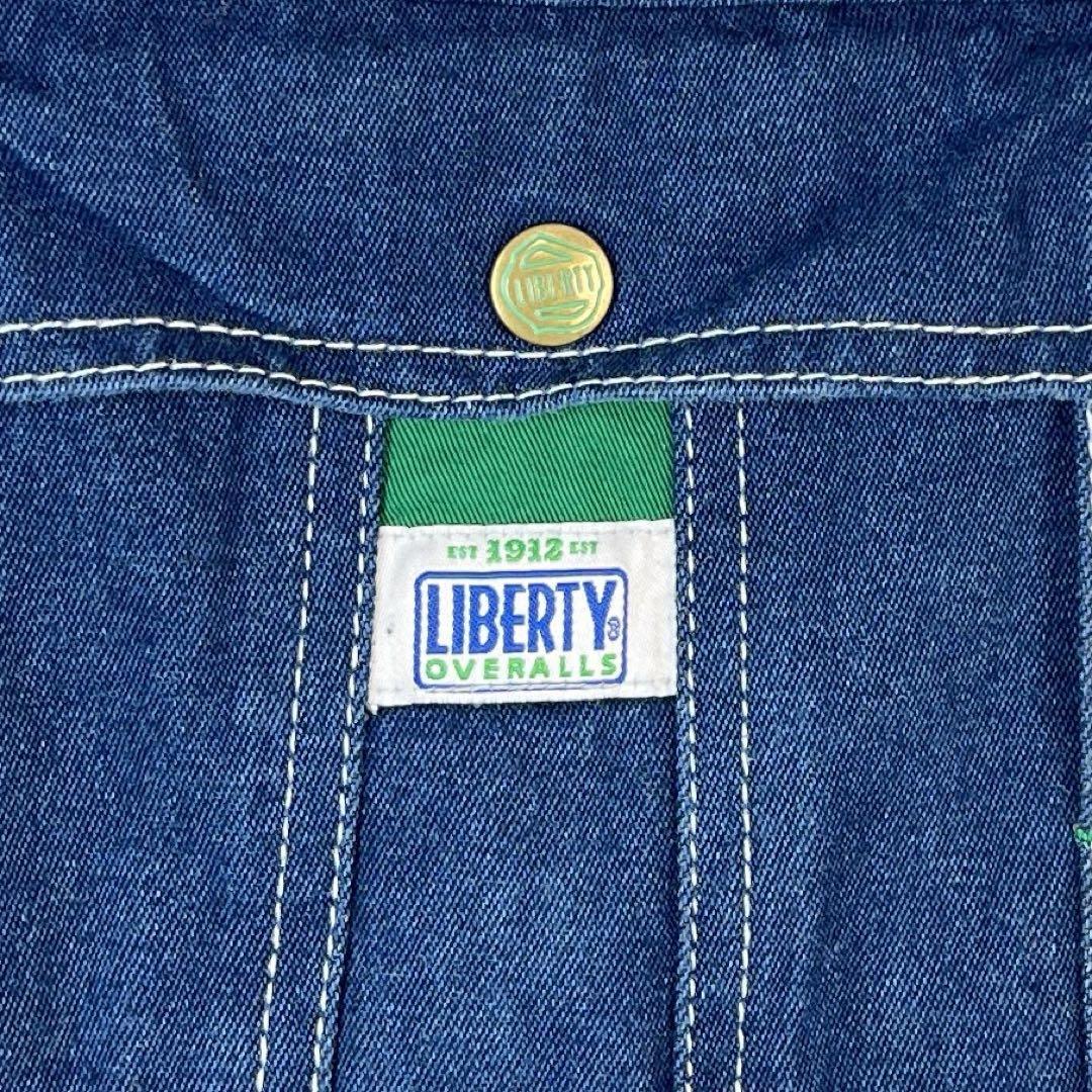 リバティーLIBERTYデニムオーバーオール紺ネイビー緑グリーンヴィンテージ_画像3