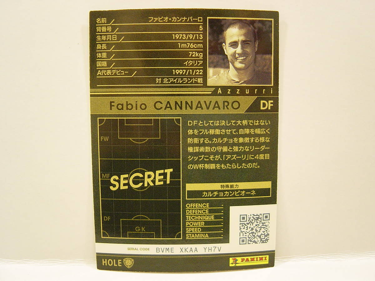 Panini WCCF 2013-2014 HOLE ファビオ・カンナバーロ　Fabio Cannavaro 1973 Italy　Azzurri 1997-2010 History Of Legends_画像4