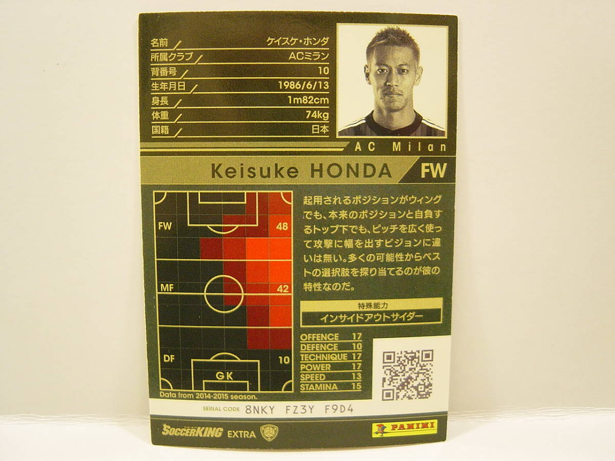 ■ WCCF 2015-2016 SOC-EXT ケイスケ・ホンダ　本田圭佑 1986 Keisuke Honda　AC Milan 2014-2017 Extra Card_画像4