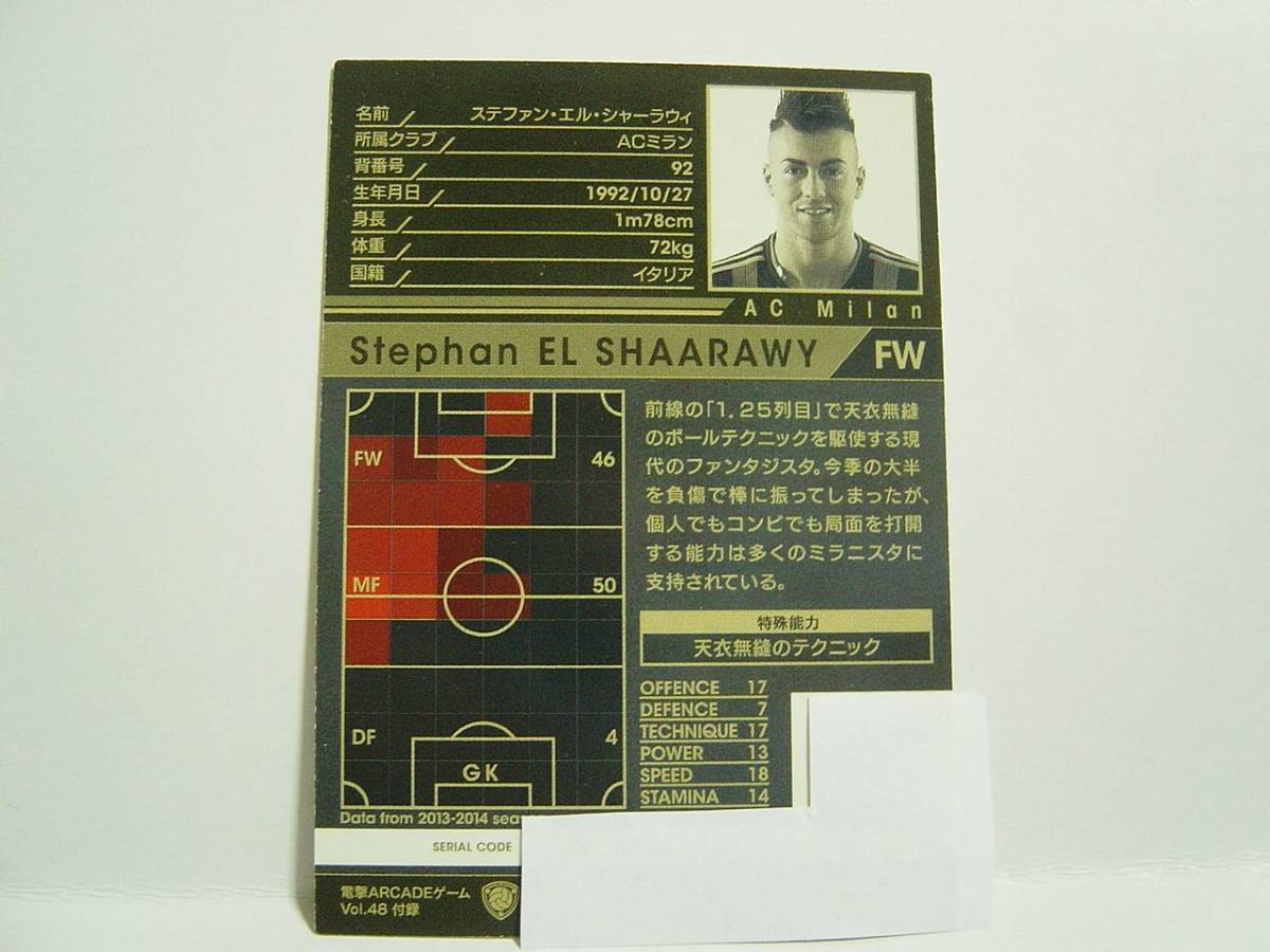 WCCF 2013-2014 EXTRA 白 エル・シャーラウィ Stephan El Shaarawy 1992 Italy AC Milan 13-14 Extra Cardの画像2