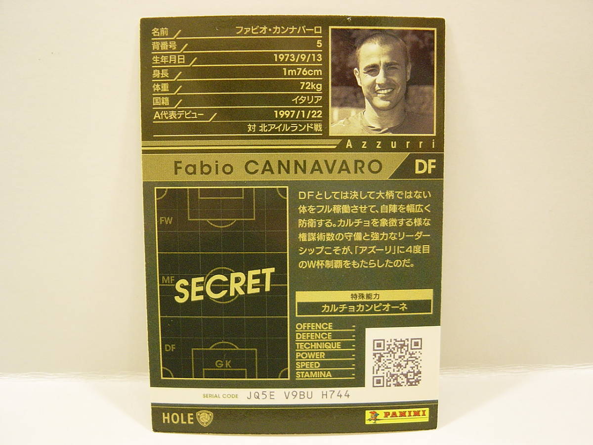 Panini WCCF 2013-2014 HOLE ファビオ・カンナバーロ　Fabio Cannavaro 1973 Italy　Azzurri 1997-2010 History Of Legends_画像4
