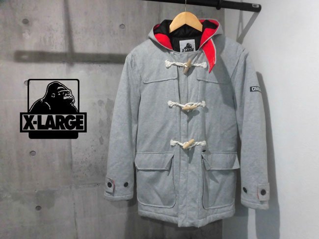 XLARGE エクストララージ CIVILIAN スウェット 中綿入り ダッフルコートM/ジャケット/グレー/メンズ/0183503_画像1