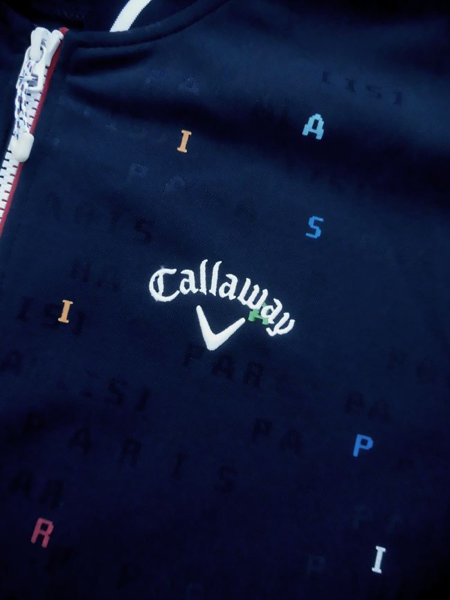 美品/Callaway キャロウェイ パリデリタルロゴ スウェット ブルゾンM/総柄 ゴルフ ジャージ ジャケット/トラックジャケット/紺/241-8258500_画像6